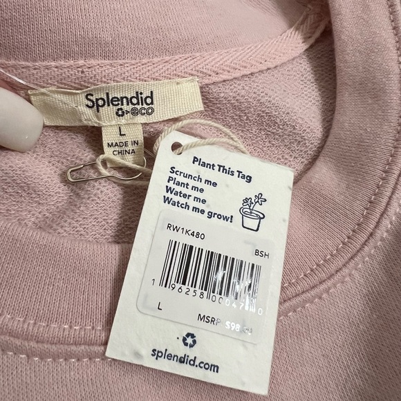 Splendid Eco Blush Bubble Sleeve Pullover Size Large NWT - Picture 4 of 7